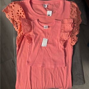 Mommy and Me GAP Coral Eyelet Sleeve Short Sleeve Top